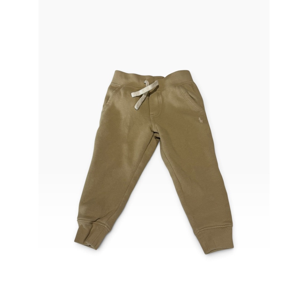 Polo Ralph Lauren Kids Tan Khaki Fleece Jogger Sweatpants Size 2 Pony Logo